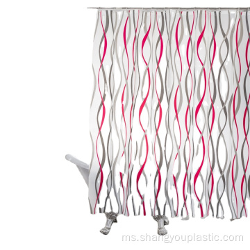 Bilik Mandi Custom Peva Shower Curtain Printed Stripes